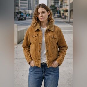 Lilu Tan Teddy Jacket with Faux Fur Collar